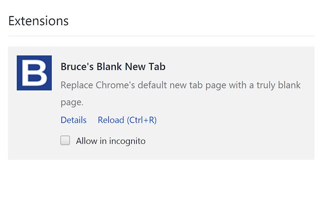 Bruces Blank New Tab  from Chrome web store to be run with OffiDocs Chromium online