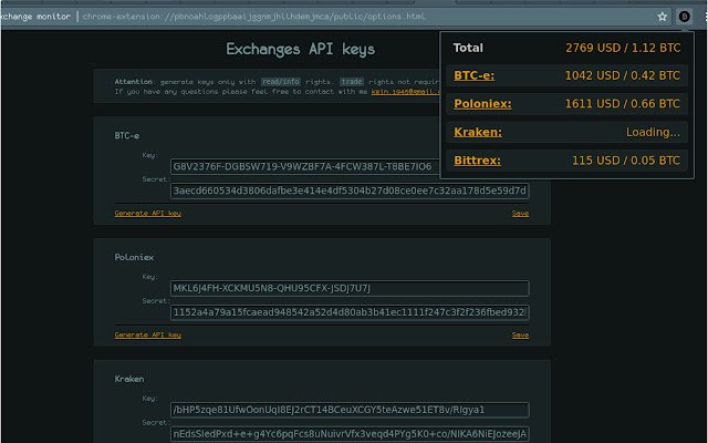 BTC exchange monitor  from Chrome web store to be run with OffiDocs Chromium online