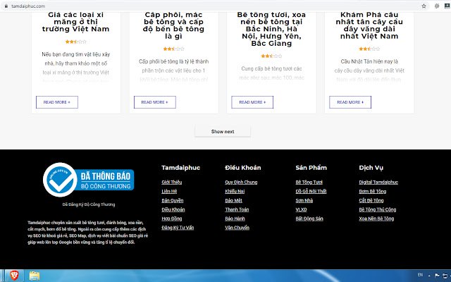 Bê tông Tươi và Dịch Vụ SEO Tamdaiphuc  from Chrome web store to be run with OffiDocs Chromium online