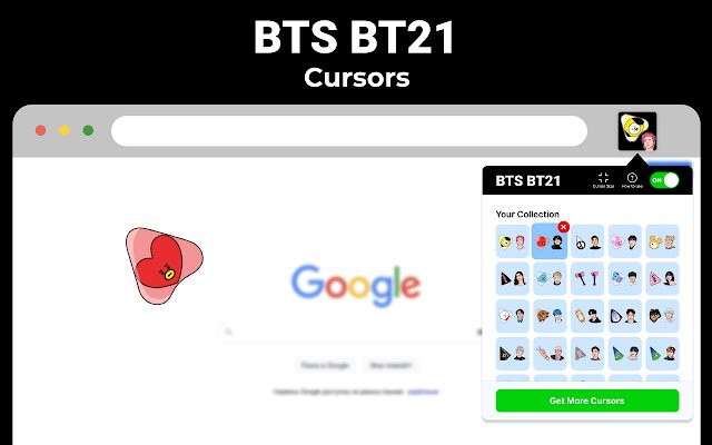 Con trỏ BTS BT21 từ cửa hàng Chrome trực tuyến sẽ được chạy với OffiDocs Chromium trực tuyến