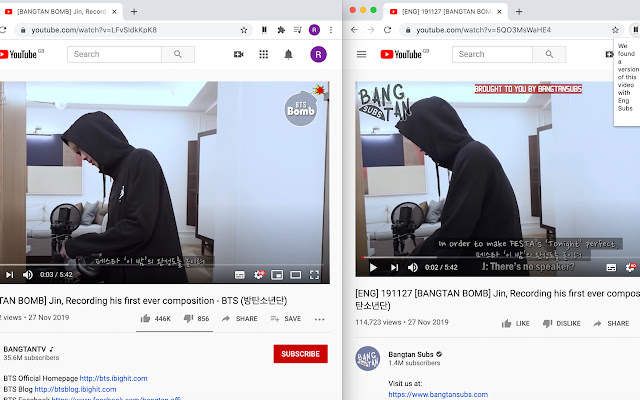 BTS Eng Sub Finder ຈາກຮ້ານເວັບ Chrome ທີ່ຈະດໍາເນີນການກັບ OffiDocs Chromium ອອນໄລນ໌