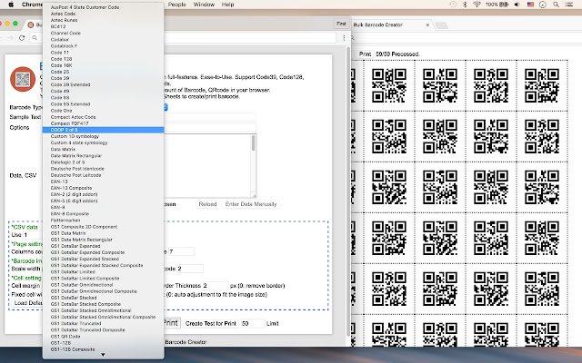 Bulk Barcode Creator and Print  from Chrome web store to be run with OffiDocs Chromium online