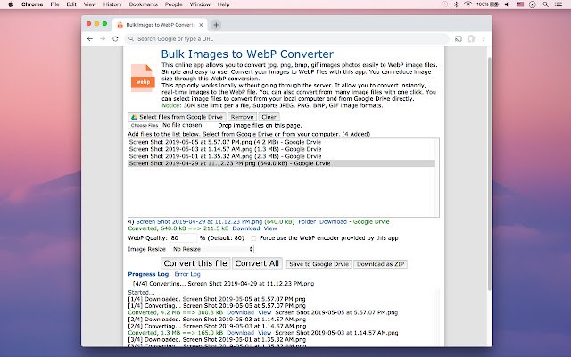 Bulk Images to WebP Converter  from Chrome web store to be run with OffiDocs Chromium online