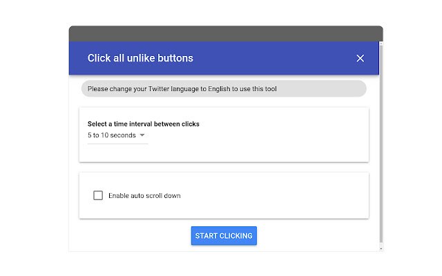 Button Clicker for Twitter  from Chrome web store to be run with OffiDocs Chromium online