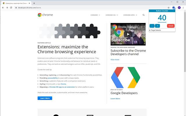 Кнопка Counter G из интернет-магазина Chrome будет работать с OffiDocs Chromium онлайн