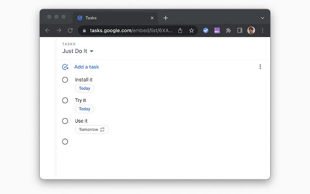 Button for Google Tasks  from Chrome web store to be run with OffiDocs Chromium online