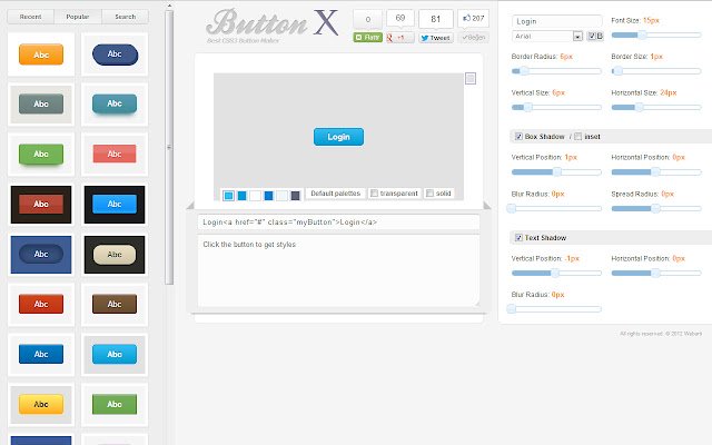 Button Generator  from Chrome web store to be run with OffiDocs Chromium online