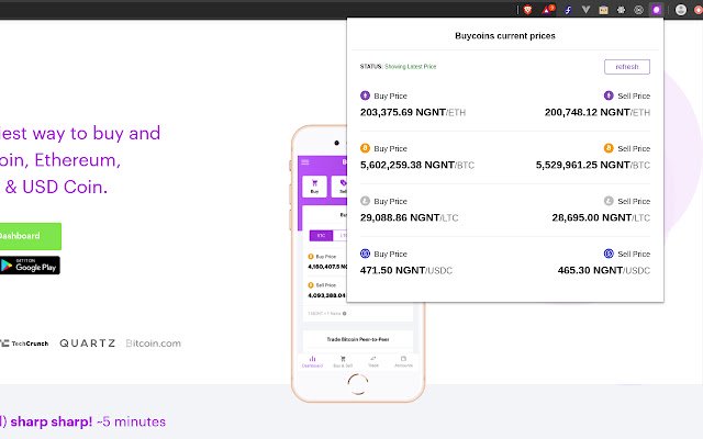 BuyCoins Price Checker  from Chrome web store to be run with OffiDocs Chromium online