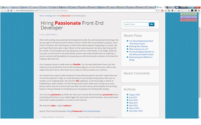 BuzzKill Job Search Buzzword Squasher из интернет-магазина Chrome будет работать с онлайн-версией OffiDocs Chromium