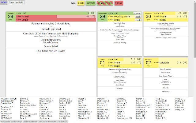 Caius Meal booking helper  from Chrome web store to be run with OffiDocs Chromium online