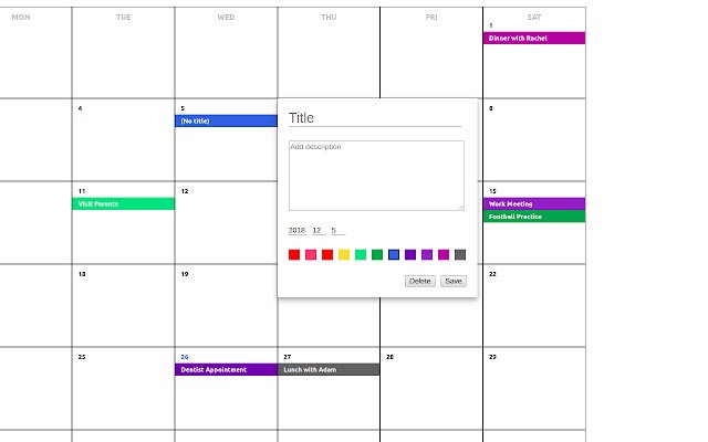 Calendar Notes  from Chrome web store to be run with OffiDocs Chromium online