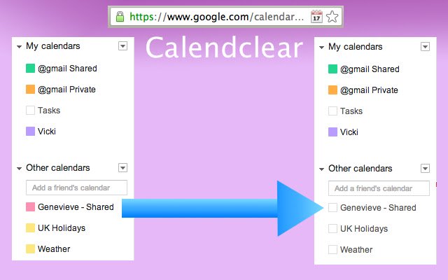 Calendclear  from Chrome web store to be run with OffiDocs Chromium online