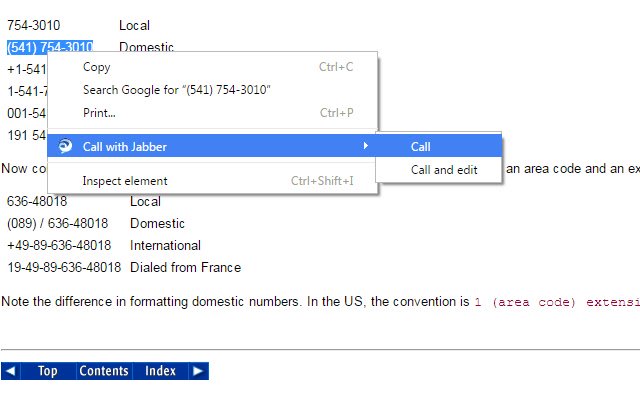 Call with Jabber  from Chrome web store to be run with OffiDocs Chromium online