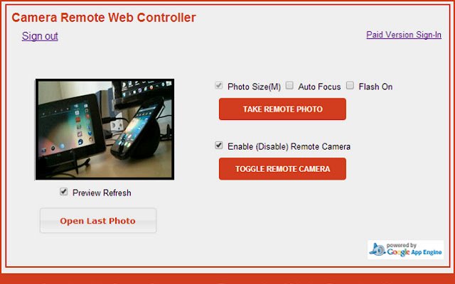 Camera Remote Web Controller  from Chrome web store to be run with OffiDocs Chromium online