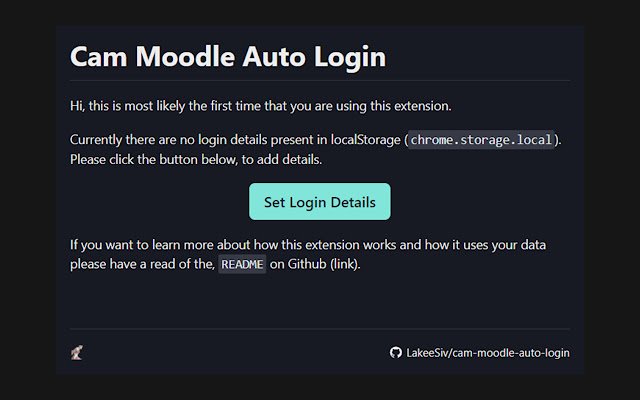 Cam Moodle Auto Login  from Chrome web store to be run with OffiDocs Chromium online