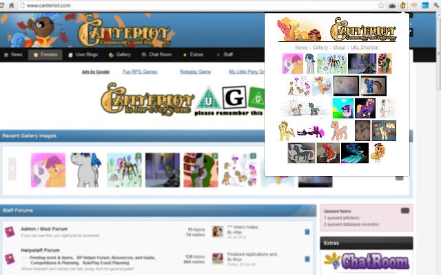 La extensión Canterlot.com de Chrome web store se ejecutará con OffiDocs Chromium en línea