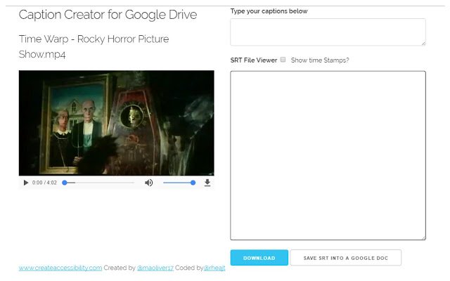 Caption Creator for Drive  from Chrome web store to be run with OffiDocs Chromium online