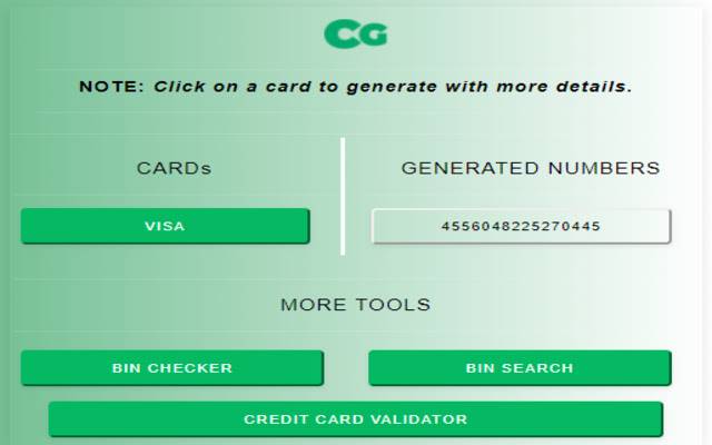 CardGenerator VISA Credit Card Generator dal Chrome web store da eseguire con OffiDocs Chromium online