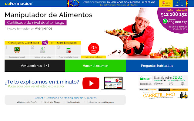 Carnet de Manipulador de Alimentos  from Chrome web store to be run with OffiDocs Chromium online