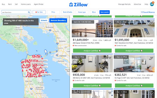 Cashflow Calculator for Zillow/Trulia/Redfin  from Chrome web store to be run with OffiDocs Chromium online