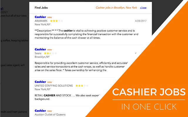 Cashier Jobs  from Chrome web store to be run with OffiDocs Chromium online