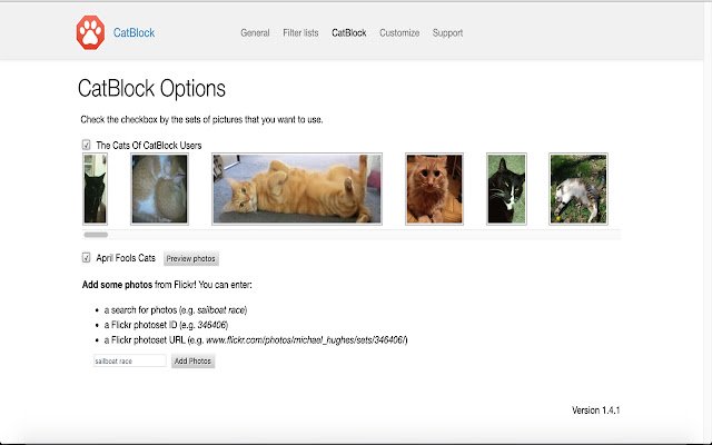 CatBlock  from Chrome web store to be run with OffiDocs Chromium online