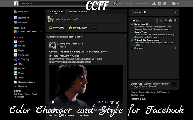 CCFF Color Changer and Style for Facebook  from Chrome web store to be run with OffiDocs Chromium online