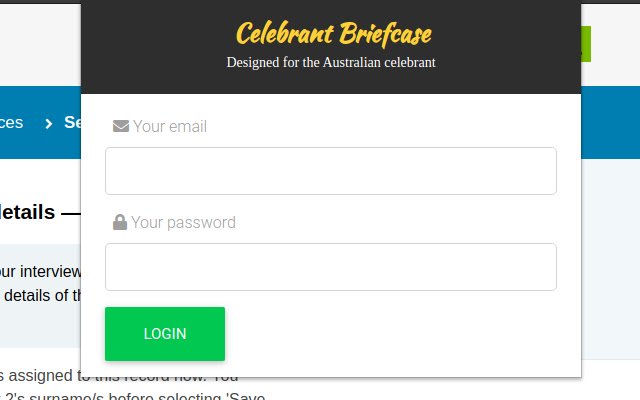 Celebrant Briefcase  from Chrome web store to be run with OffiDocs Chromium online