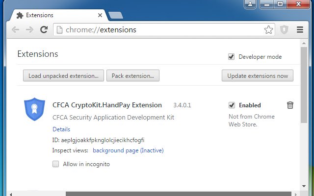 CFCA CertEnrollment.HandPay Extension  from Chrome web store to be run with OffiDocs Chromium online