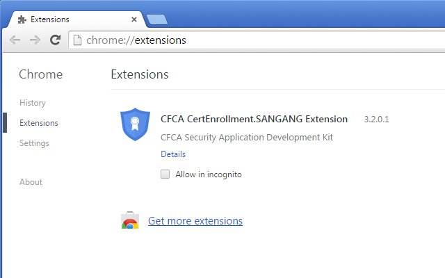 CFCA CertEnrollment.SANGANG Extension  from Chrome web store to be run with OffiDocs Chromium online