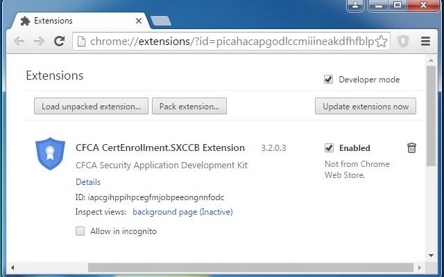 Chrome 网上商店的 CFCA CertEnrollment.SXCCB 扩展将与 OffiDocs Chromium 在线运行