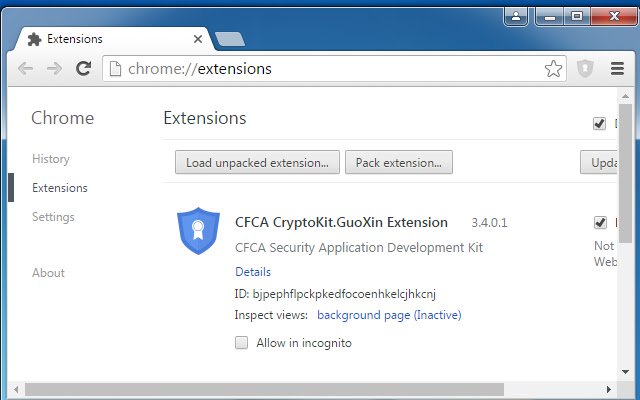 CFCA CryptoKit.GuoXin এক্সটেনশন Chrome ওয়েব স্টোর থেকে OffiDocs Chromium অনলাইনে চালানো হবে