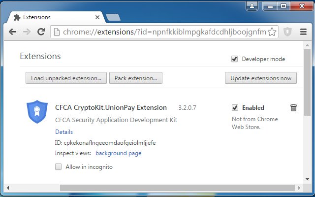 CFCA CryptoKit.UnionPay Extension  from Chrome web store to be run with OffiDocs Chromium online