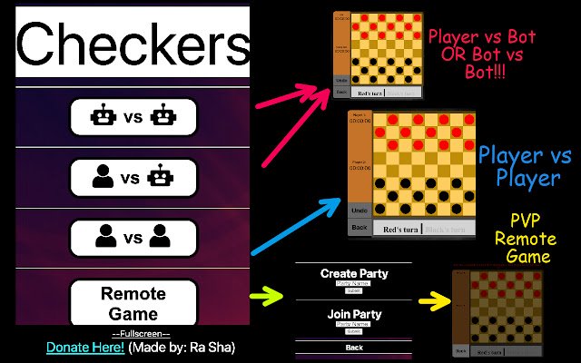 Checkers (Play Checkers)  from Chrome web store to be run with OffiDocs Chromium online