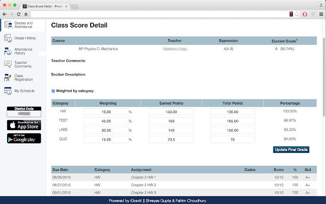 Cherry Creek Schools Powerschool Calculator  from Chrome web store to be run with OffiDocs Chromium online