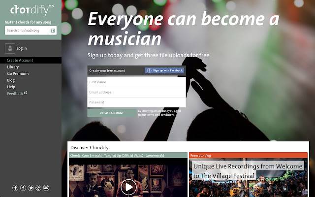 Chordify Tune into Chords aus dem Chrome Web Store, um mit OffiDocs Chromium online ausgeführt zu werden