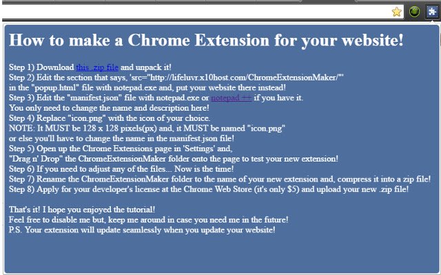 ChromeExtensionMaker  from Chrome web store to be run with OffiDocs Chromium online