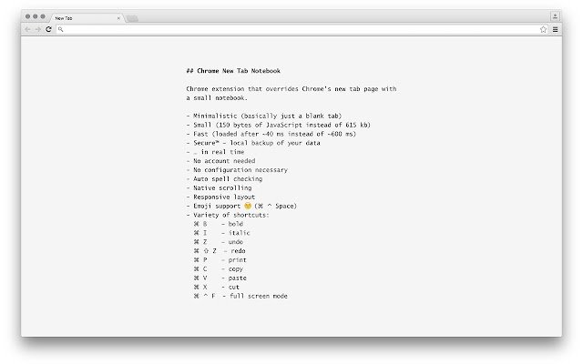 Chrome New Tab Notebook  from Chrome web store to be run with OffiDocs Chromium online