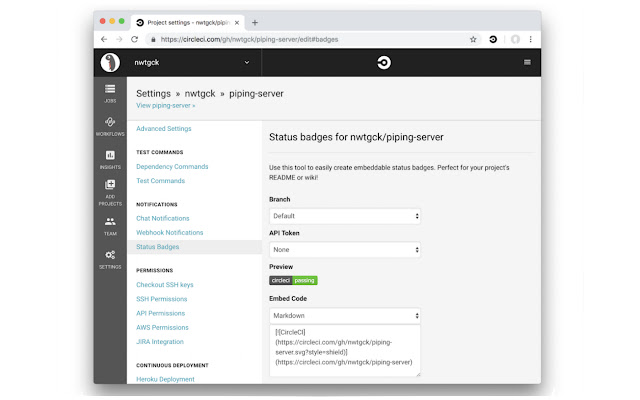 lencana perisai Circleci dari toko web Chrome untuk dijalankan dengan OffiDocs Chromium online