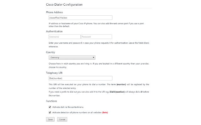 Cisco Dialer (bèta) uit de Chrome-webwinkel voor gebruik met OffiDocs Chromium online