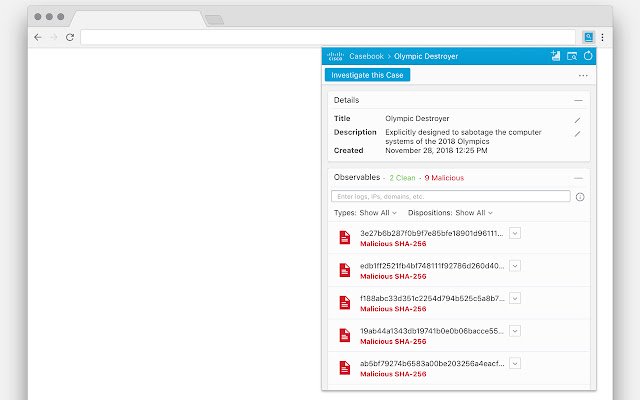 Cisco Threat Response Casebook (เบต้า) จาก Chrome เว็บสโตร์ที่จะรันด้วย OffiDocs Chromium ออนไลน์