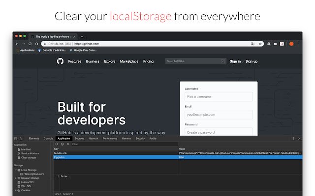 Clearage Clear your localstorage  from Chrome web store to be run with OffiDocs Chromium online