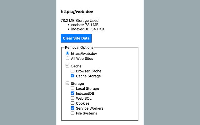 Clear Site Data  from Chrome web store to be run with OffiDocs Chromium online