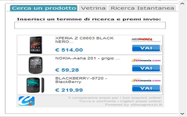 Cliccaprezzi Acquisti Online in un click!  from Chrome web store to be run with OffiDocs Chromium online