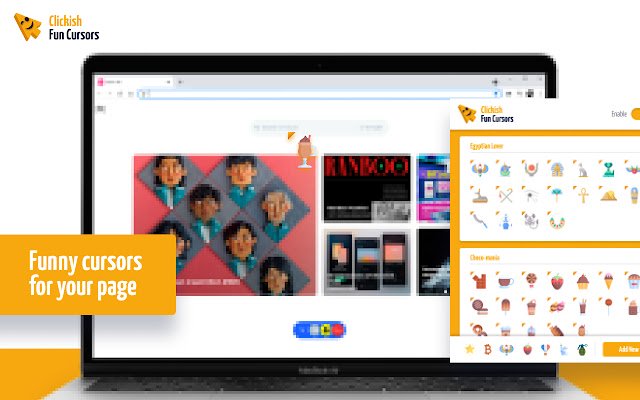 Clickish fun cursors  from Chrome web store to be run with OffiDocs Chromium online