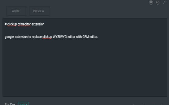 ClickUp GFM Editor  from Chrome web store to be run with OffiDocs Chromium online