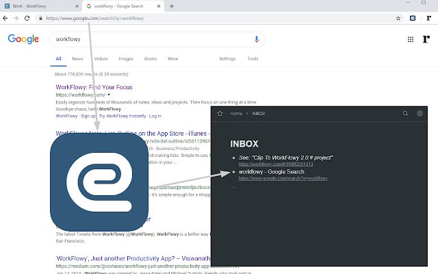 Clip To WorkFlowy  from Chrome web store to be run with OffiDocs Chromium online