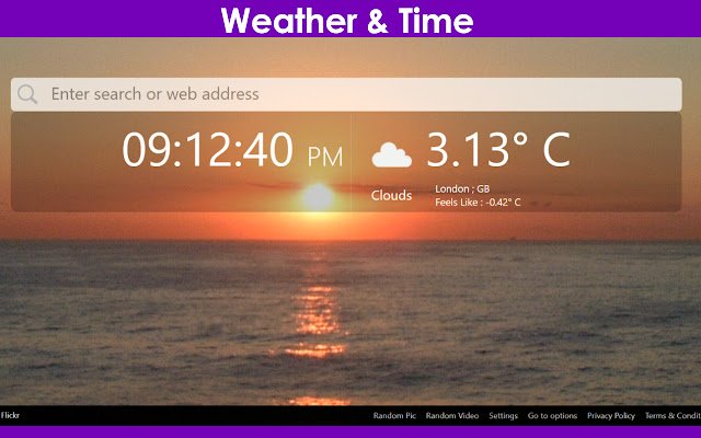 Clock New Tab Clock / Weather / Wallpapers  from Chrome web store to be run with OffiDocs Chromium online