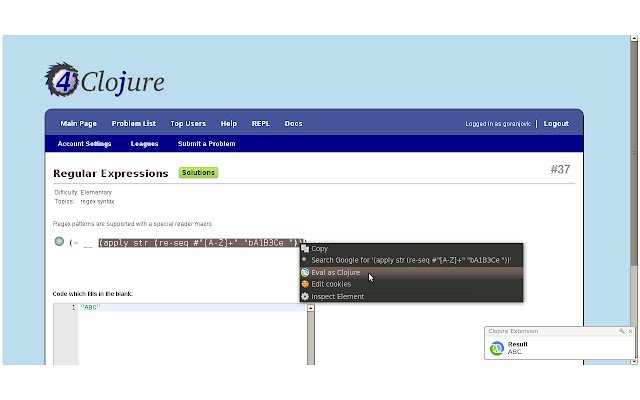 Clojure Extension  from Chrome web store to be run with OffiDocs Chromium online