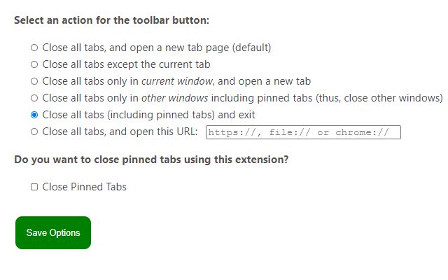 Close All Tabs  from Chrome web store to be run with OffiDocs Chromium online